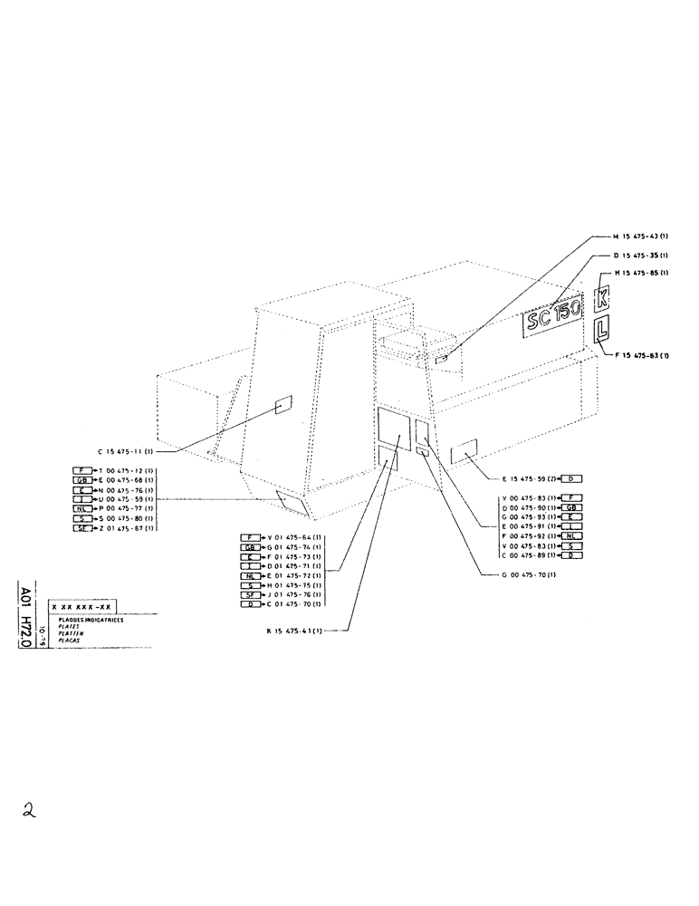 Схема запчастей Case SC150K - (001-2) - PLATES 
