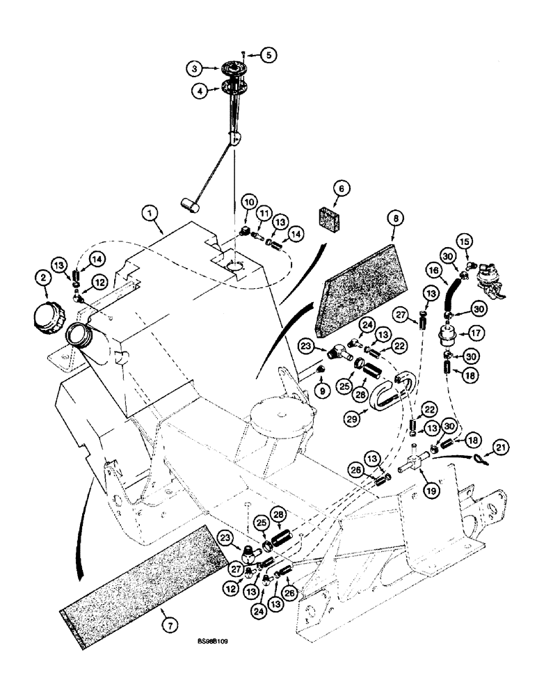 Схема запчастей Case 660 - (3-03A) - FUEL TANK AND LINES, USED ON MODELS WITH 4-390 EMISSIONS CERTIFIED ENGINE (03) - FUEL SYSTEM