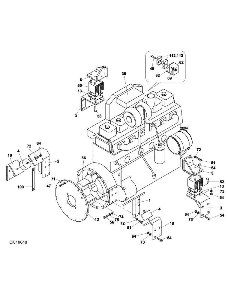 Схема запчастей Case SR20 - (02-001-00[01]) - ENGINE - ENGINE MOUNTING (01) - ENGINE