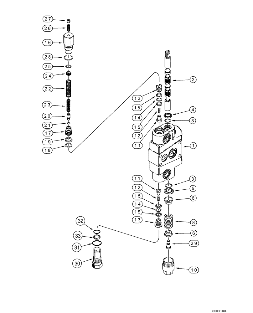 Схема запчастей Case 590SM - (08-47) - VALVE SECTION - OPTIONS, AUXILIARY HYDRAULICS (08) - HYDRAULICS