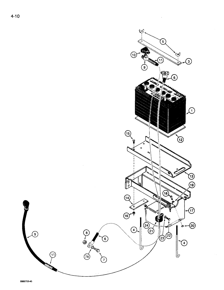 Схема запчастей Case 360 - (4-10) - BATTERY, MOUNTING, AND CABLES - DEUTZ DIESEL ENGINE MODELS (04) - ELECTRICAL SYSTEMS