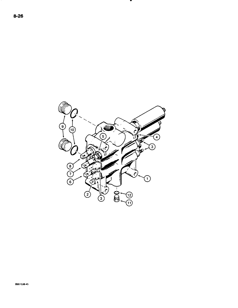 Схема запчастей Case W20C - (8-26) - L127095 LOADER CONTROL VALVE - 3 SPOOL (08) - HYDRAULICS