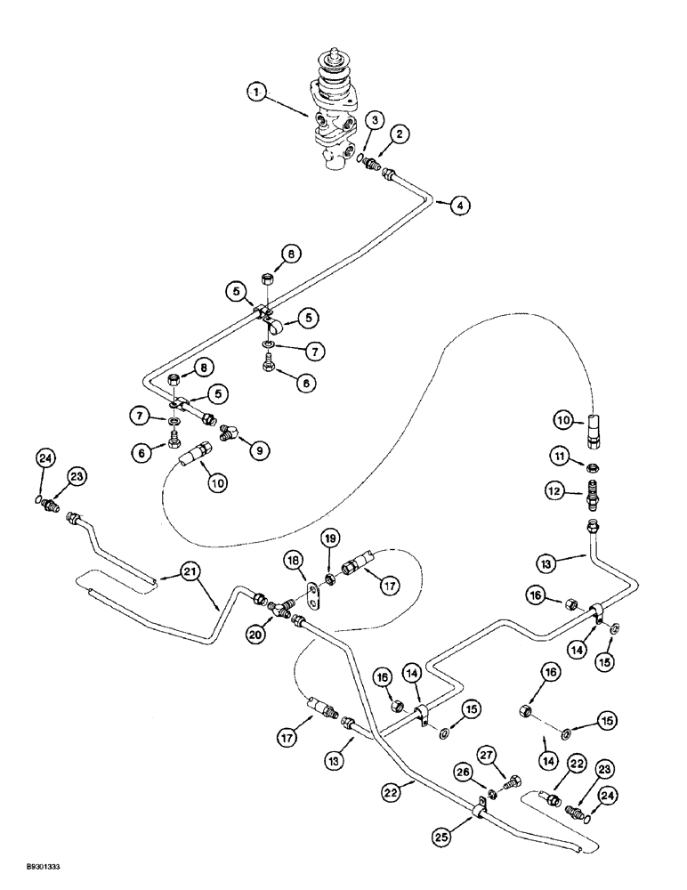 Схема запчастей Case 721B - (7-18) - MAIN BRAKE HYDRAULIC CIRCUIT, MAIN BRAKE VALVE TO REAR AXLE, PRIOR TO P.I.N. JEE051723 (07) - BRAKES