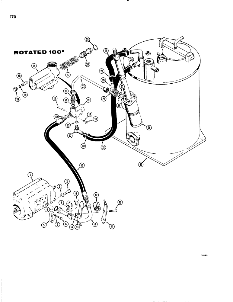 Схема запчастей Case W20 - (170) - STEERING HYDRAULIC CIRCUIT - PUMP TO RESERVOIR (05) - STEERING