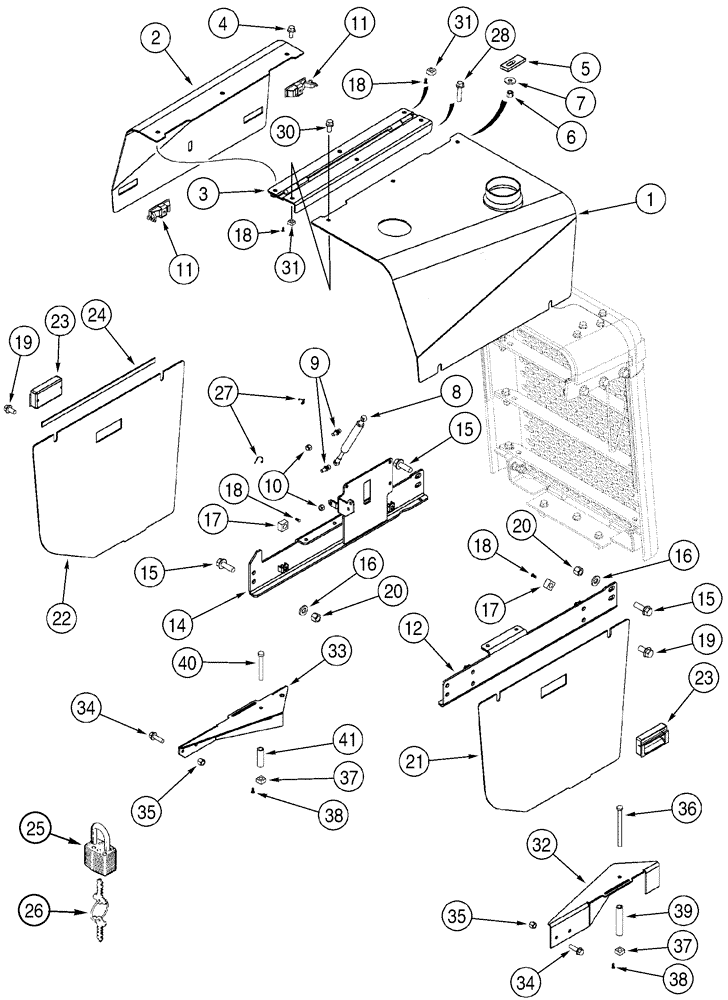 Схема запчастей Case 750H - (09-14) - HOOD SHIELDS AND SUPPORTS (09) - CHASSIS