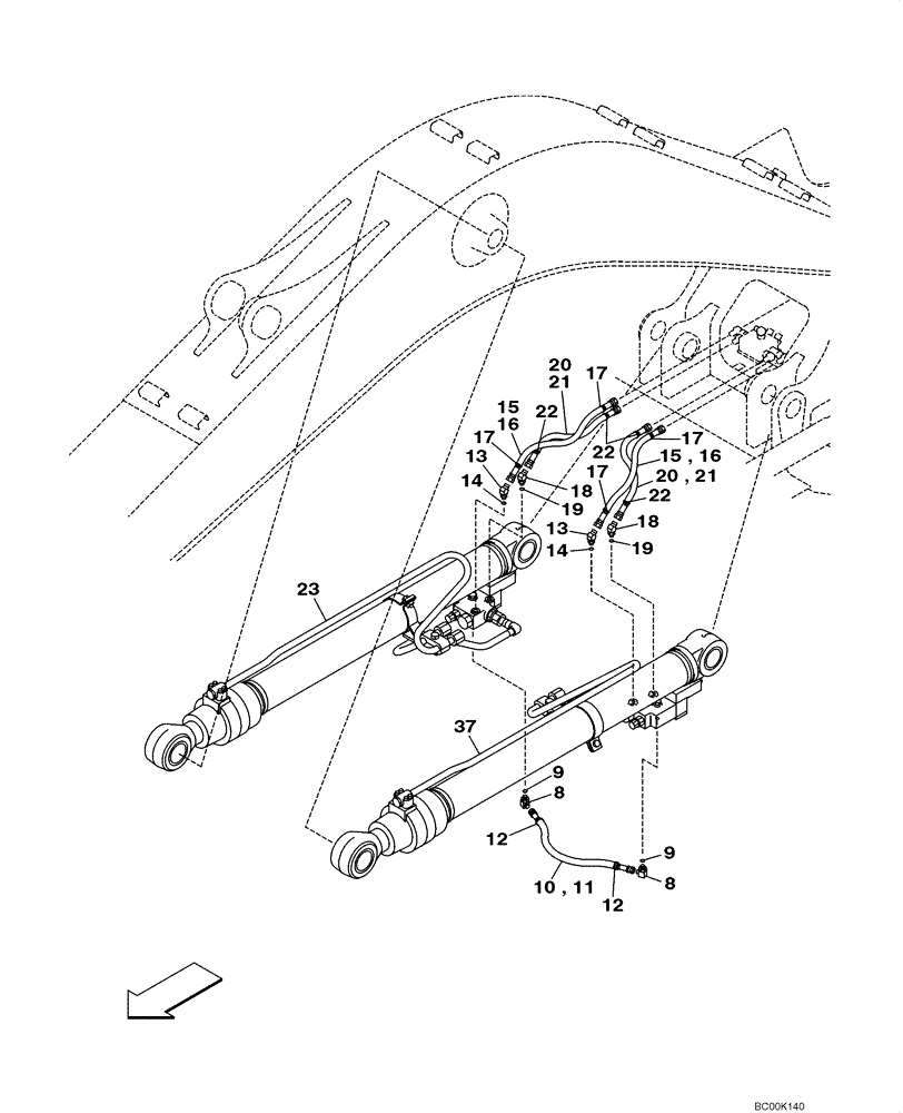 Схема запчастей Case CX130 - (08-025) - HYDRAULICS - BOOM CYLINDER (08) - HYDRAULICS