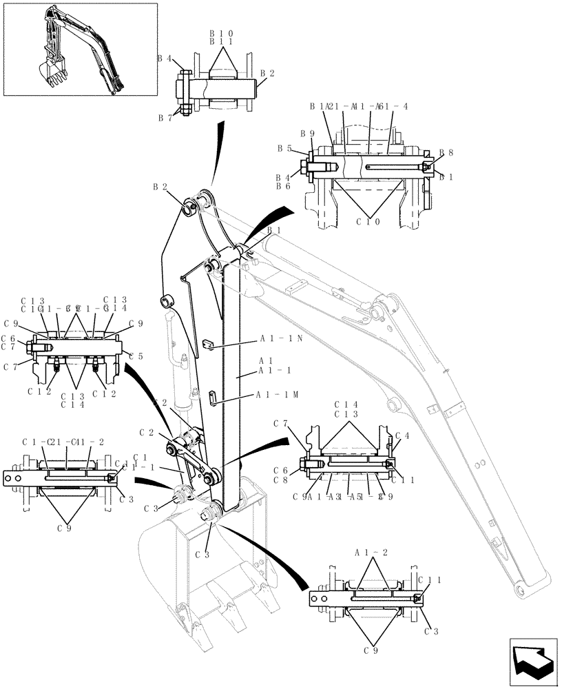 Схема запчастей Case CX22B - (866-01[1]) - DIPPER STICK (1.33M) (84) - BOOMS, DIPPERS & BUCKETS