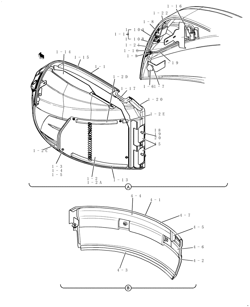 Схема запчастей Case CX27B - (240-01[2]) - HOODS (CANOPY) (90) - PLATFORM, CAB, BODYWORK AND DECALS