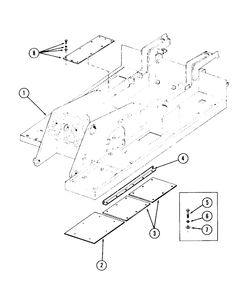Схема запчастей Case 120 - (057) - TURNTABLE GUARD PLATES (39) - FRAMES AND BALLASTING