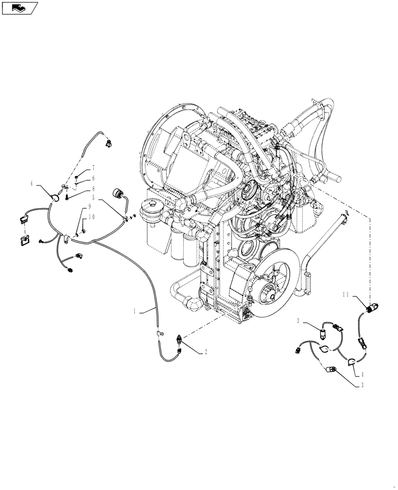 Схема запчастей Case 1021F - (55.100.01) - TRANSMISSION HARNESS INSTALLATION (55) - ELECTRICAL SYSTEMS