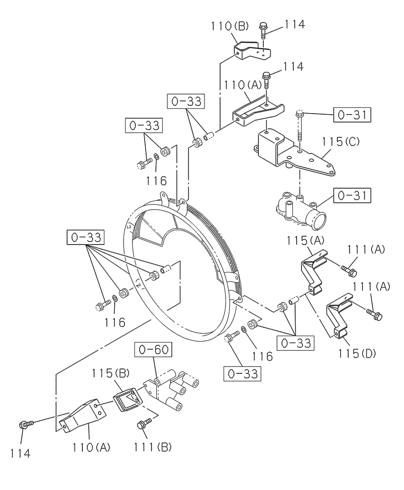 Схема запчастей Case CX300C - (02-110-01[01]) - BRACKET - FAN GUARD (02) - ENGINE