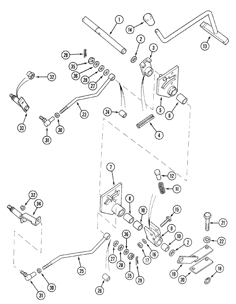 Схема запчастей Case 380B - (6-40) - TRANSMISSION RANGE SHIFT CONTROL - WITHOUT FORWARD AND REVERSE ATTACHMENT (06) - POWER TRAIN