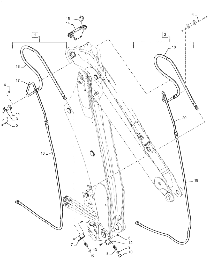 Схема запчастей Case 590SN - (35.726.11[02]) - HYDRAULICS - BACKHOE AUXILIARY, EXTENDABLE DIPPER (590SN) (35) - HYDRAULIC SYSTEMS