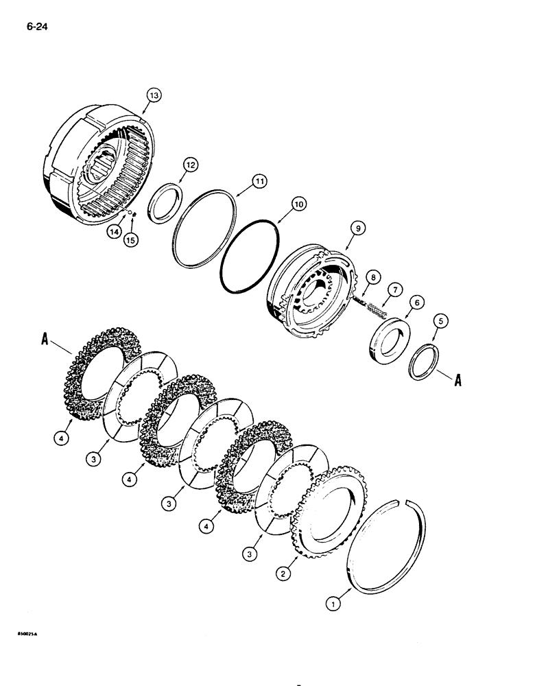 Схема запчастей Case 855D - (6-24) - TRANSMISSION FORWARD AND REVERSE CLUTCHES (06) - POWER TRAIN