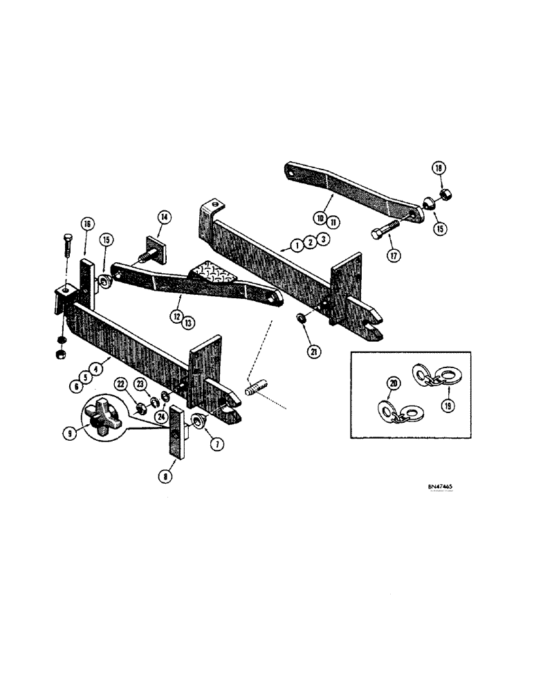 Схема запчастей Case 32 - (076) - MOUNTING PARTS (WITH DRAFT-O-MATIC), MOUNTING PARTS (WITH P.T.O.) 
