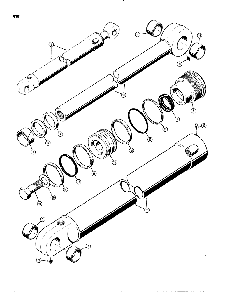 Схема запчастей Case 580C - (410) - G101176 BACKHOE BUCKET CYLINDER, WITH ONE PIECE PISTON (08) - HYDRAULICS