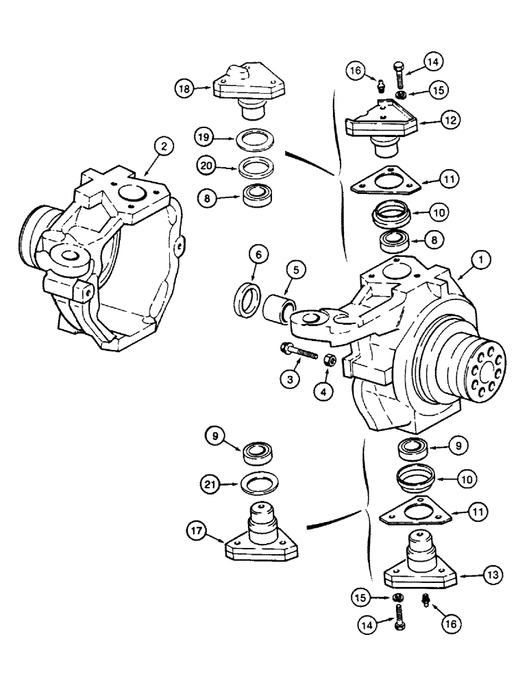 Схема запчастей Case 580SK - (6-40) - FRONT DRIVE AXLE SWIVEL HOUSING (06) - POWER TRAIN