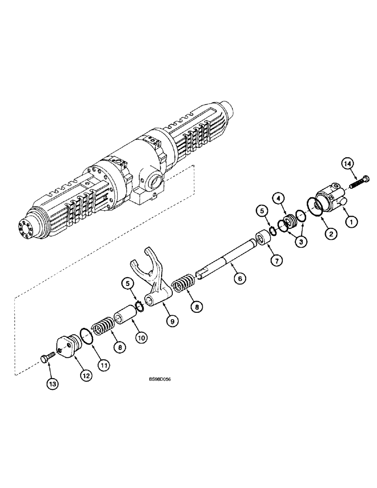 Схема запчастей Case 590SL - (6-170) - REAR DRIVE AXLE, DIFFERENTIAL LOCK, MODELS WITH POWERSHIFT TRANS. (COUNTER CLOCKWISE INPUT) (06) - POWER TRAIN
