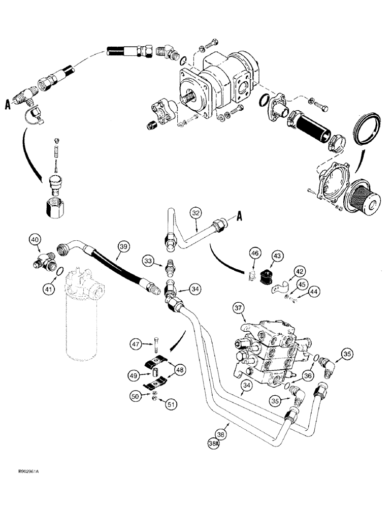 Схема запчастей Case 580SK - (8-004) - EQUIPMENT HYDRAULIC SYSTEM, RESERVOIR TO LOADER CONTROL (08) - HYDRAULICS