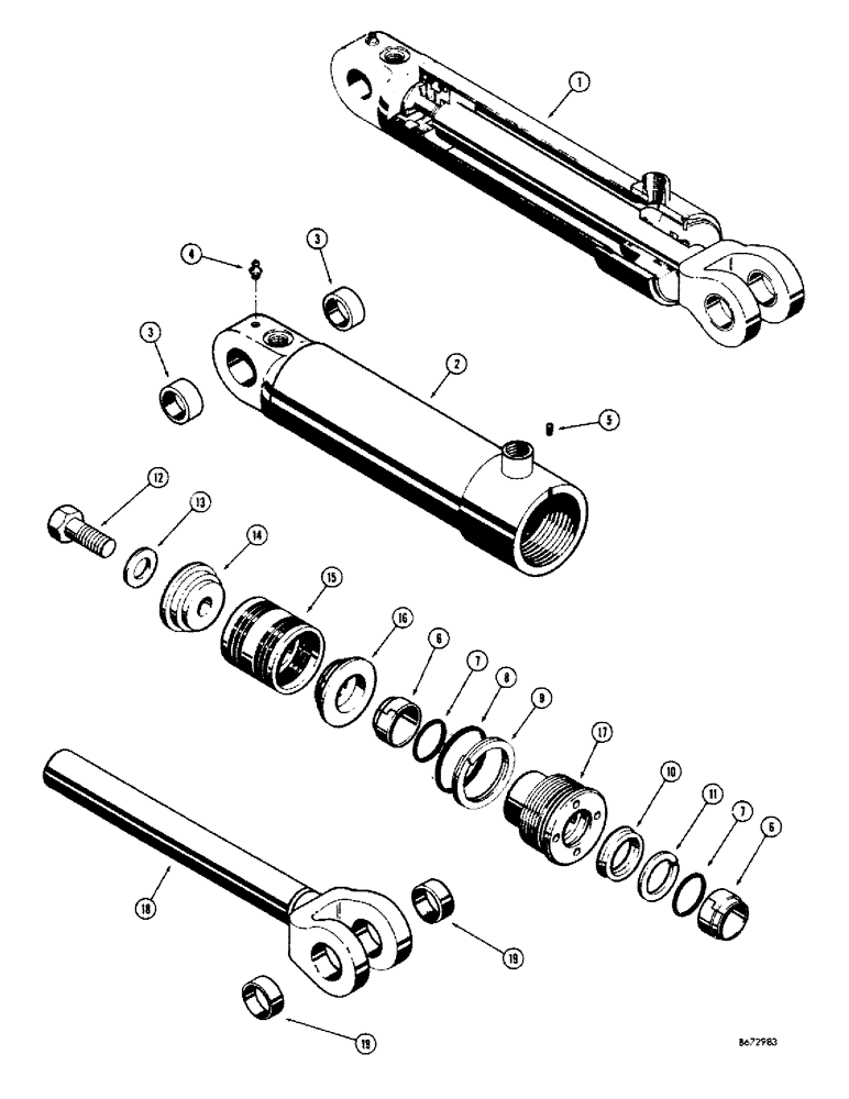 Схема запчастей Case 680CK - (212) - D34738 LOADER HYDRA-LEVELING CYLINDERS (84) - BOOMS, DIPPERS & BUCKETS