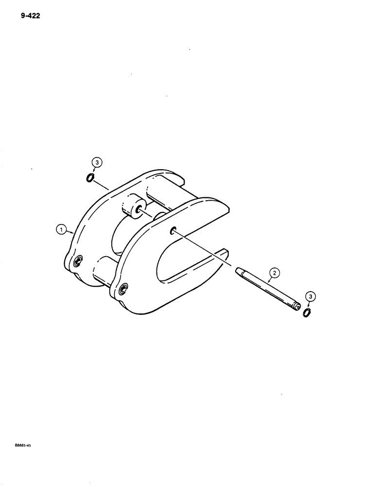 Схема запчастей Case 680K - (9-422) - CONCRETE BREAKER FORK (09) - CHASSIS/ATTACHMENTS