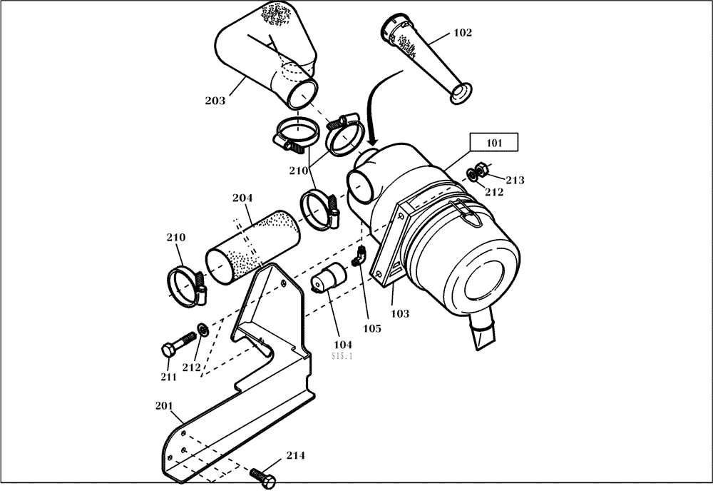 Схема запчастей Case 221D - (13.230[001]) - AIR INTAKE SYSTEM INSTALLATION (S/N 581101-UP) (10) - ENGINE