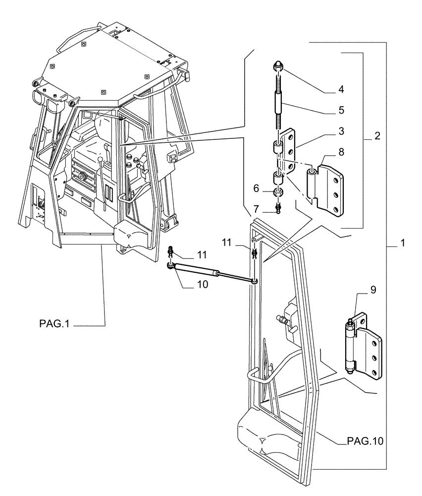 Схема запчастей Case 1850K LGP - (9.653[32]) - ROPS CAB - DOOR - OPTIONAL CODE 76078133 (19) - OPTIONS