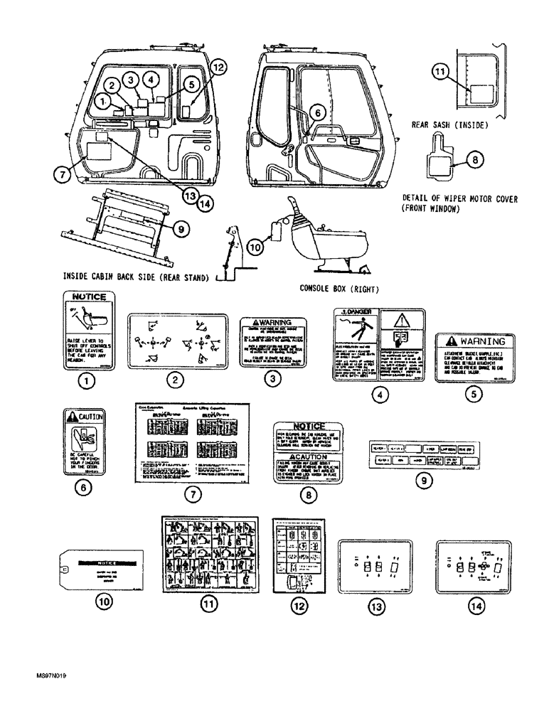 Схема запчастей Case 9045B - (9-112) - DECALS - ENGLISH LANGUAGE, OPERATOR’S COMPARTMENT (09) - CHASSIS
