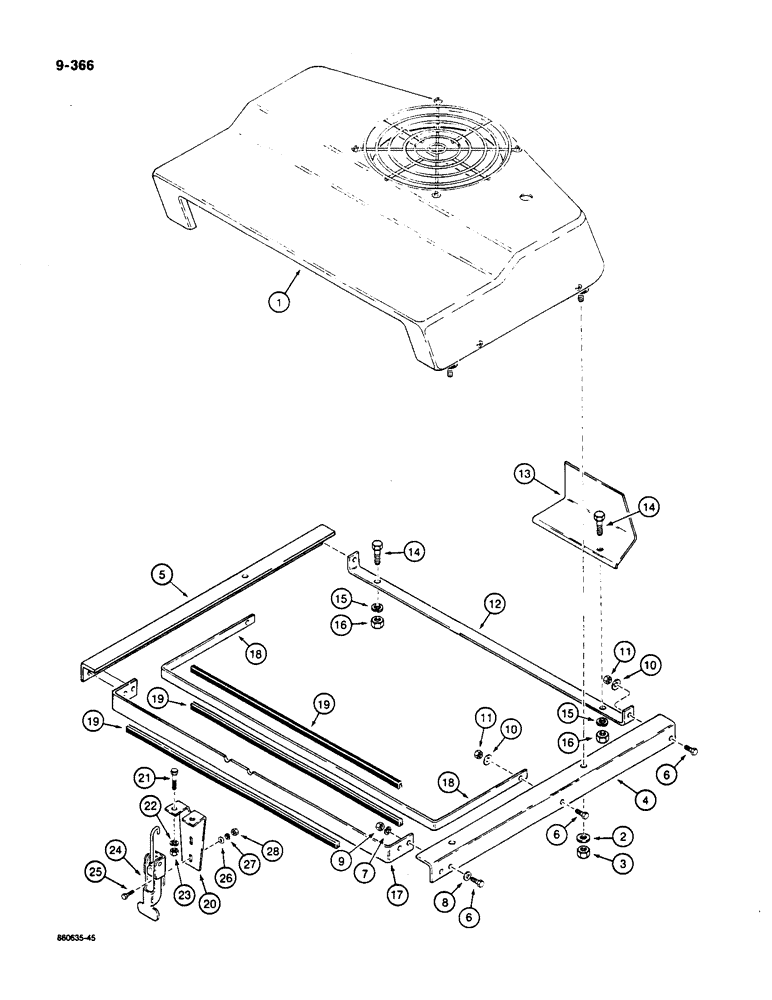 Схема запчастей Case W36 - (9-366) - AIR CONDITIONING CONDENSER AND MOUNTING (09) - CHASSIS/ATTACHMENTS