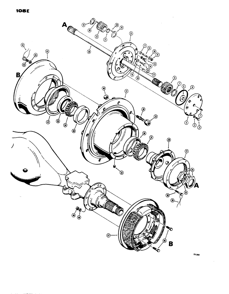 Схема запчастей Case W24 - (105E) - L26857 REAR AXLE AND PLANETARY, TRACTOR SN 9105061 AND AFTER (06) - POWER TRAIN