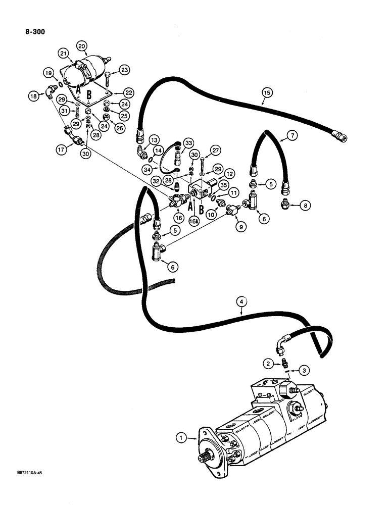 Схема запчастей Case W36 - (8-300) - REMOTE LOADER CONTROL CIRCUIT, PUMP TO CONTROL VALVE WITH REMOTE HYDRAULICS (08) - HYDRAULICS