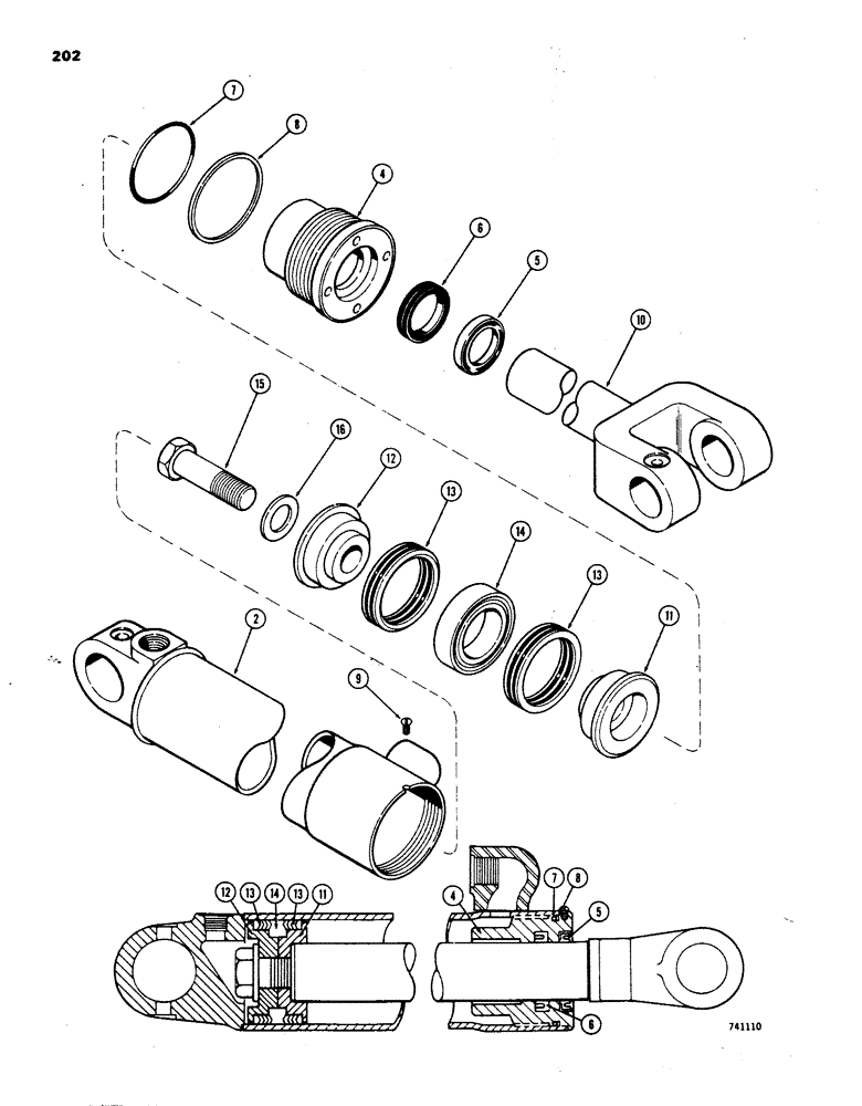 Схема запчастей Case W24B - (202) - G32693 AND G32694 LOADER LIFT CYLINDER, GLAND IS NOT STAMPED WITH CYL PART NUMBER (08) - HYDRAULICS