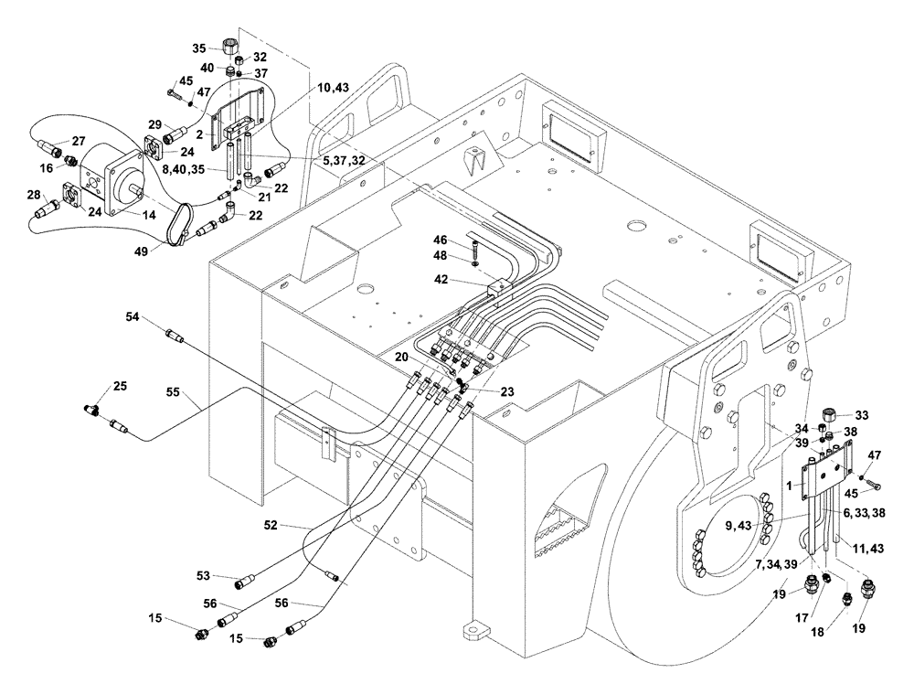 Схема запчастей Case DV202 - (10-315/2[03]) - HYDRAULIC CIRCUIT - REAR FRAME (GROUP 315/2) (07) - HYDRAULIC SYSTEM