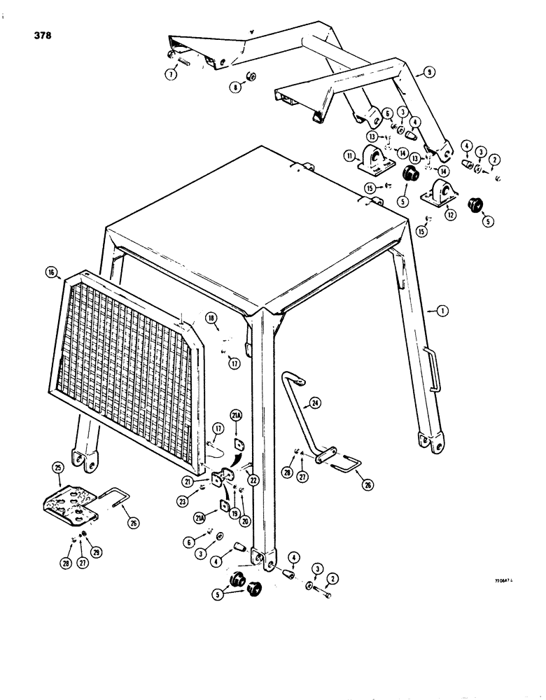 Схема запчастей Case 850B - (378) - ROPS CANOPY AND BRUSH GUARDS (05) - UPPERSTRUCTURE CHASSIS
