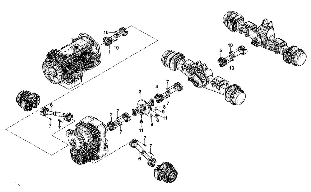 Схема запчастей Case 327B - (24A00000700[001]) - SECTION INDEX, PROPELLER SHAFT INSTAL (87399011) (03) - Converter / Transmission