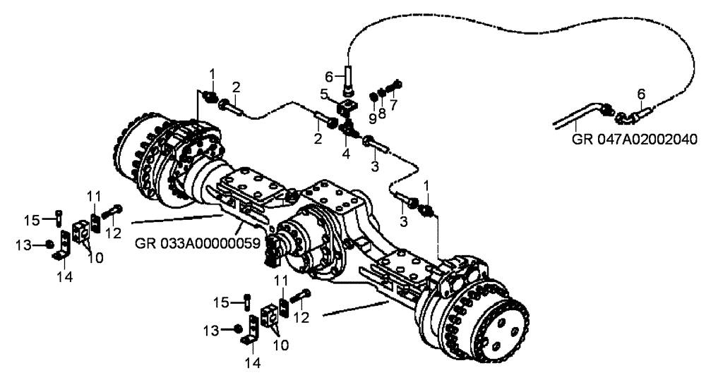 Схема запчастей Case 335B - (47A00011976[001]) - BRAKE LINES - REAR AXLE, DRY (84234704) (11) - AXLES/WHEELS