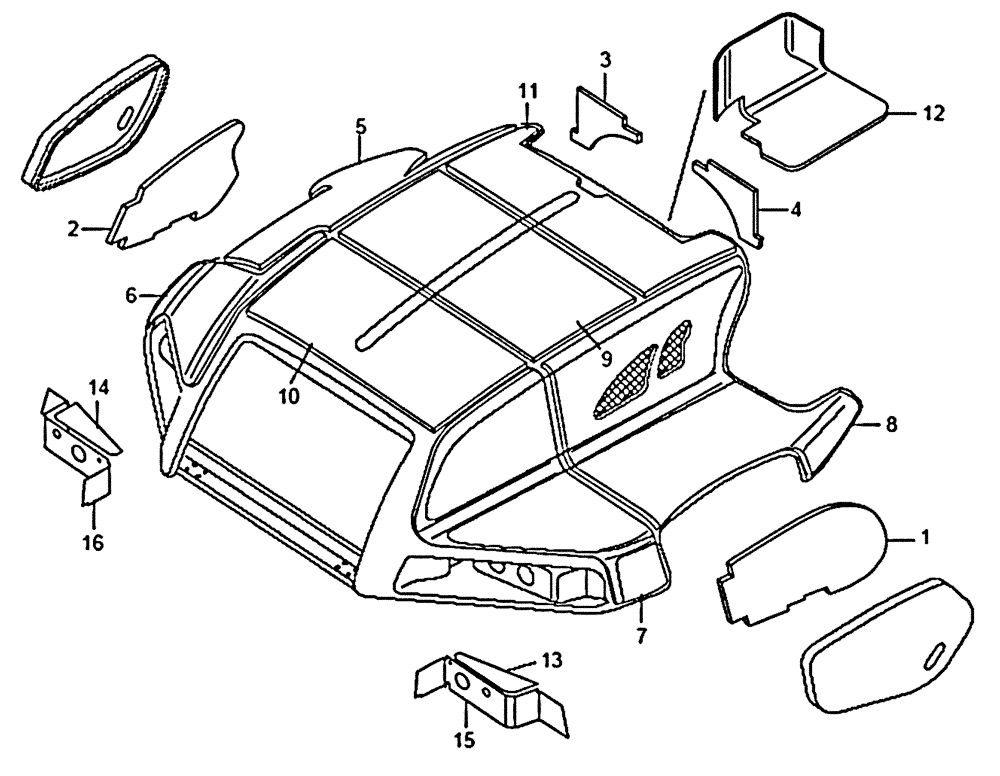 Схема запчастей Case 335B - (59A03000545[001]) - INSULATING PANELS, ENGINE HOOD (87613494) (10) - Cab/Cowlings