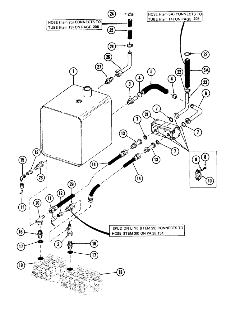 Схема запчастей Case 880 - (194) - RESERVOIR TO PUMP TO MAIN VALVE HYDRAULICS (07) - HYDRAULIC SYSTEM