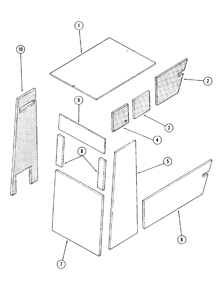 Схема запчастей Case 120 - (081) - CAB AND ATTACHING PARTS, INSULATION, USED ON UNITS WITH SERIAL NO. 6287229 AND AFTER (90) - PLATFORM, CAB, BODYWORK AND DECALS