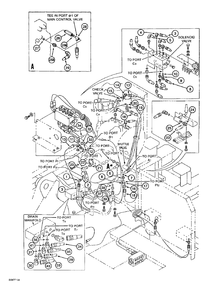 Схема запчастей Case 9010B - (8-046) - CONTROL VALVE PILOT LINES (08) - HYDRAULICS