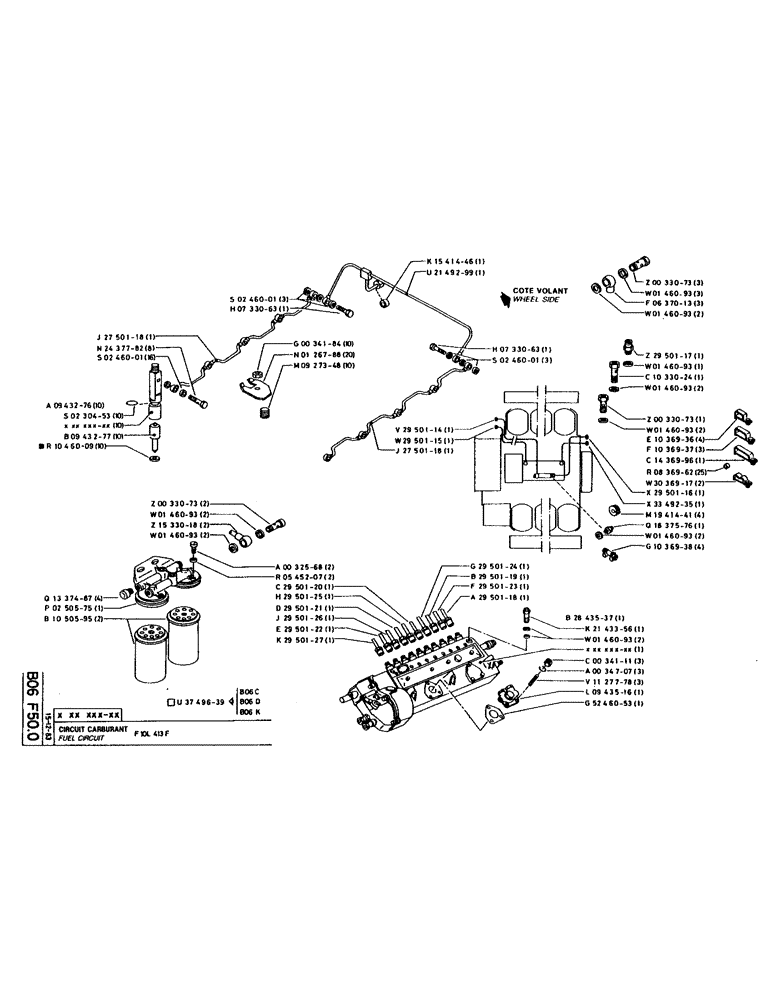 Схема запчастей Case 220 - (067) - FUEL CIRCUIT (02) - FUEL SYSTEM