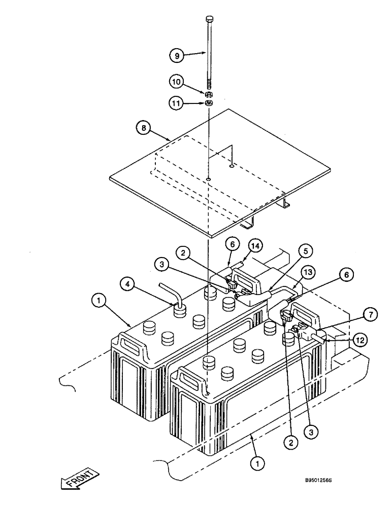Схема запчастей Case 9045B - (4-18) - BATTERIES AND MOUNTING (04) - ELECTRICAL SYSTEMS