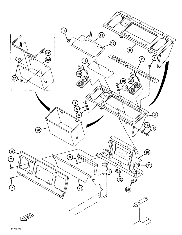 Схема запчастей Case 9010B - (9-090) - CAB REAR CONSOLE AND PANELS (09) - CHASSIS