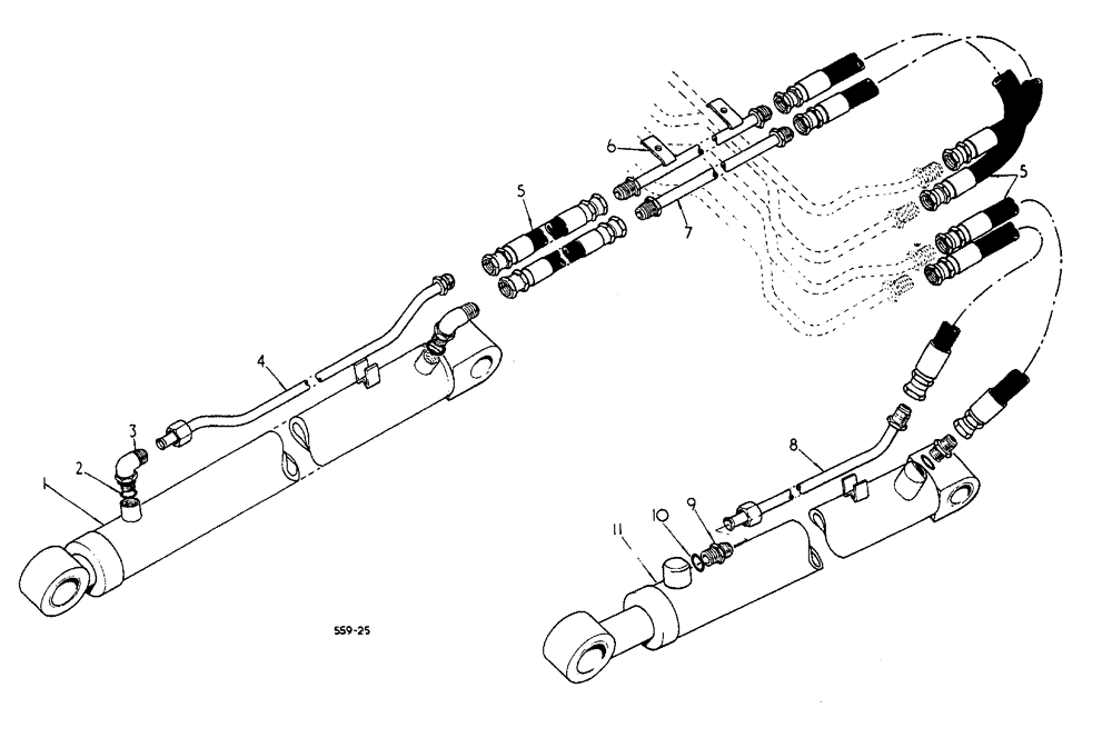 Схема запчастей Case 3400 - (081) - LOADER CYLINDERS AND HOSES (35) - HYDRAULIC SYSTEMS