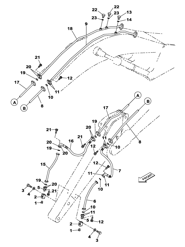 Схема запчастей Case CX350C - (08-016[00]) - HYDRAULIC CIRCUIT - MONOBLOCK BOOM - DIPPER - 2.63 M - OPTIONAL (08) - HYDRAULICS