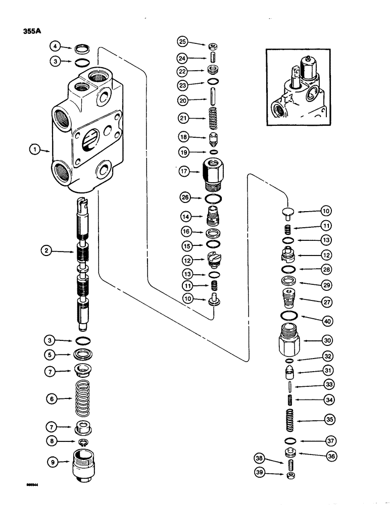 Схема запчастей Case 580D - (355A) - BACKHOE CONTROL VALVE, BOOM SECTION, NOT USED ON SUPER D MODELS (08) - HYDRAULICS