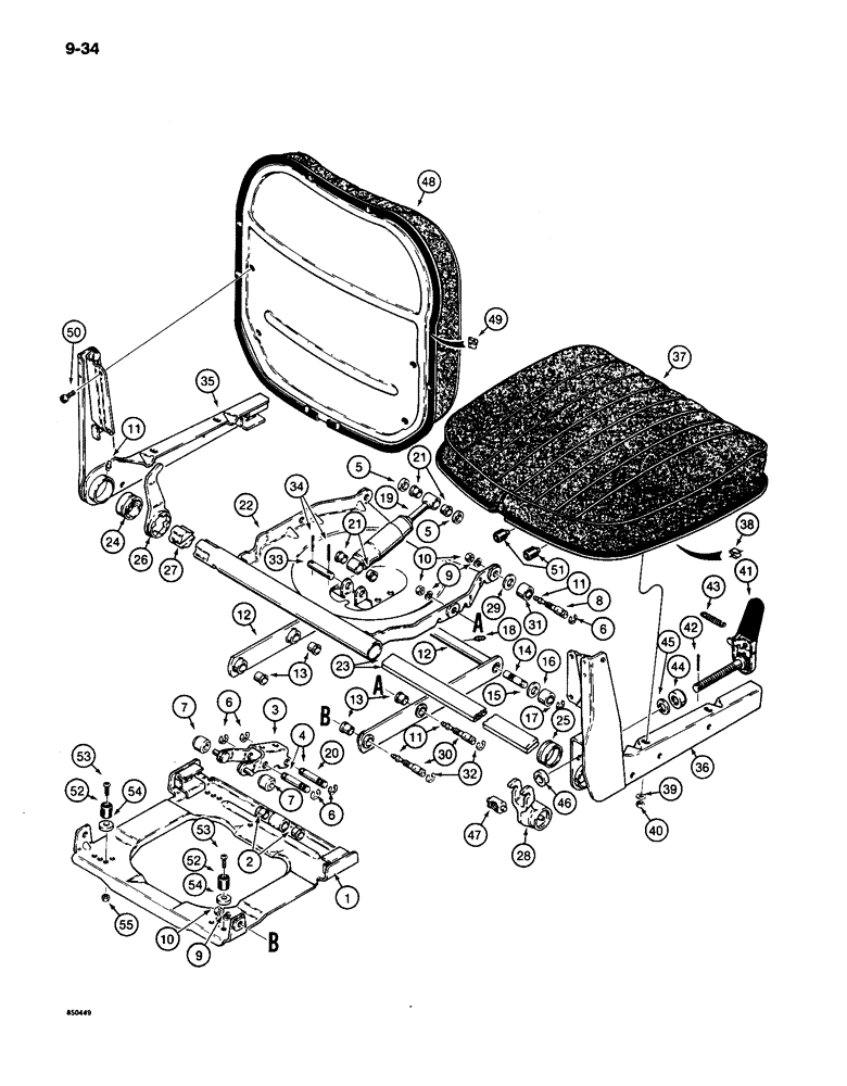 Схема запчастей Case 650 - (9-34) - SUSPENSION SEAT ASSEMBLY (09) - CHASSIS/ATTACHMENTS