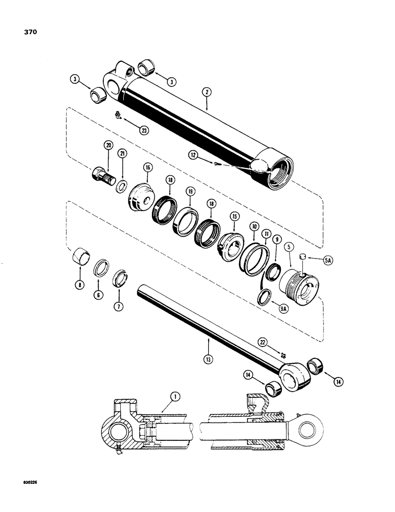 Схема запчастей Case 480C - (370) - G33291 BACKHOE BUCKET CYLINDER, WITH TWO PIECE PISTON (35) - HYDRAULIC SYSTEMS