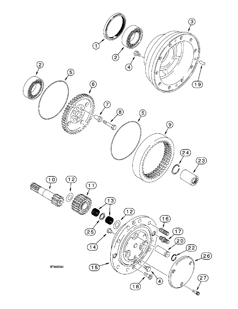 Схема запчастей Case 590SL - (6-172) - REAR DRIVE AXLE, PLANETARY (06) - POWER TRAIN