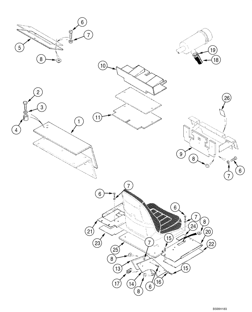 Схема запчастей Case 1845C - (09-43) - NOISE KIT, 89DB EEC APPROVED (NORTH AMERICA) (09) - CHASSIS/ATTACHMENTS